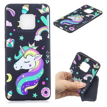Candy Unicorn 3D Embossed Relief Black TPU Cell Phone Back Cover for Huawei Mate 20