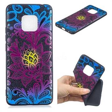 Colorful Lace 3D Embossed Relief Black TPU Cell Phone Back Cover for Huawei Mate 20