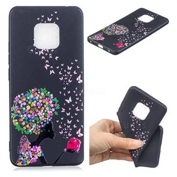 Corolla Girl 3D Embossed Relief Black TPU Cell Phone Back Cover for Huawei Mate 20