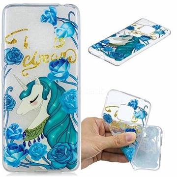 Blue Flower Unicorn Clear Varnish Soft Phone Back Cover for Huawei Mate 20