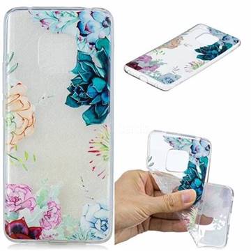Gem Flower Clear Varnish Soft Phone Back Cover for Huawei Mate 20