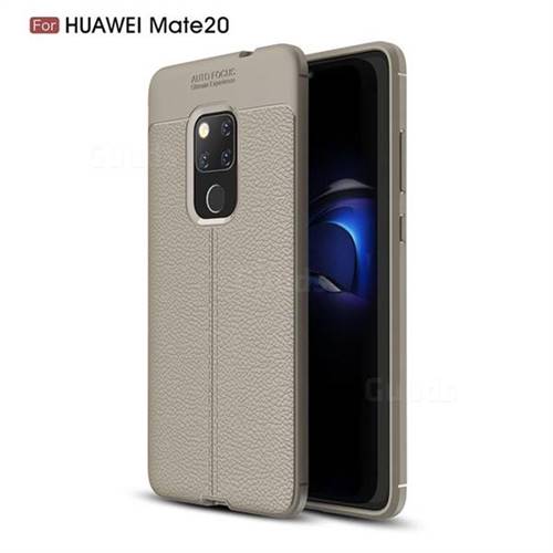 Luxury Auto Focus Litchi Texture Silicone TPU Back Cover for Huawei Mate 20 - Gray