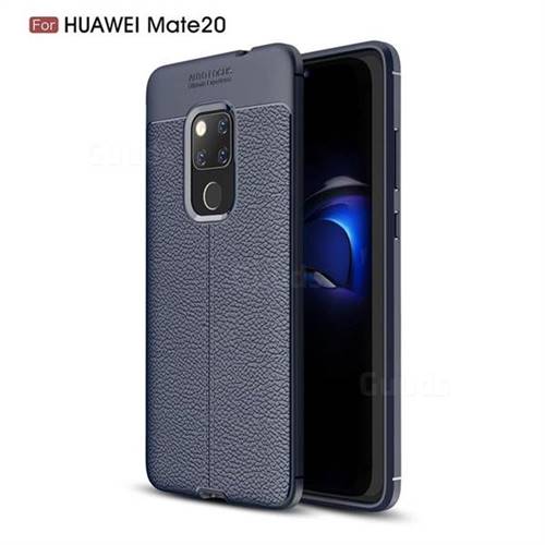 Luxury Auto Focus Litchi Texture Silicone TPU Back Cover for Huawei Mate 20 - Dark Blue