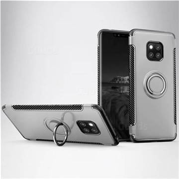 Armor Anti Drop Carbon PC + Silicon Invisible Ring Holder Phone Case for Huawei Mate 20 - Silver