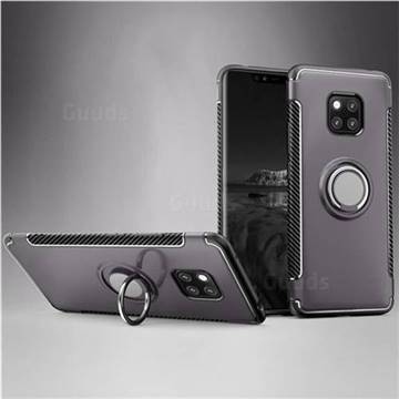 Armor Anti Drop Carbon PC + Silicon Invisible Ring Holder Phone Case for Huawei Mate 20 - Grey