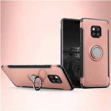 Armor Anti Drop Carbon PC + Silicon Invisible Ring Holder Phone Case for Huawei Mate 20 - Rose Gold