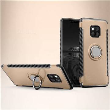 Armor Anti Drop Carbon PC + Silicon Invisible Ring Holder Phone Case for Huawei Mate 20 - Champagne