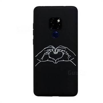 Heart Hand Stick Figure Matte Black TPU Phone Cover for Huawei Mate 20