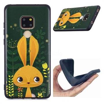 Cute Rabbit 3D Embossed Relief Black Soft Back Cover for Huawei Mate 20