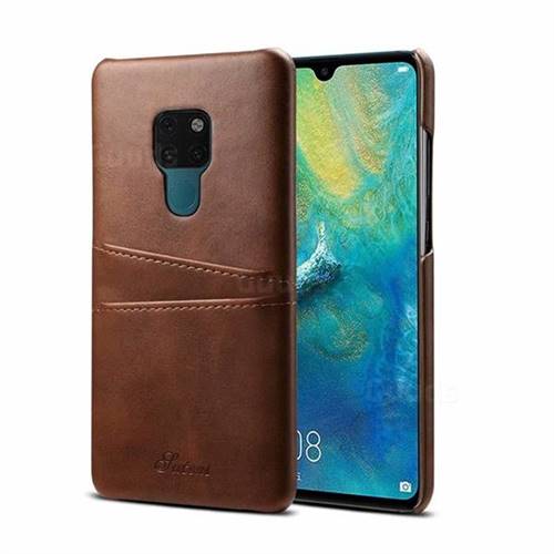 Suteni Retro Classic Card Slots Calf Leather Coated Back Cover for Huawei Mate 20 - Brown