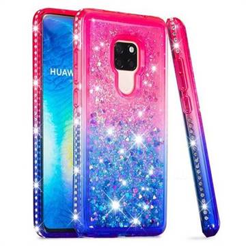 Diamond Frame Liquid Glitter Quicksand Sequins Phone Case for Huawei Mate 20 - Pink Blue
