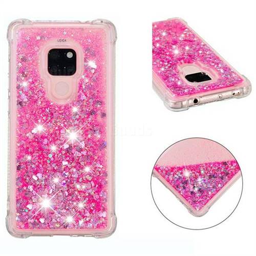 Dynamic Liquid Glitter Sand Quicksand TPU Case for Huawei Mate 20 - Pink Love Heart