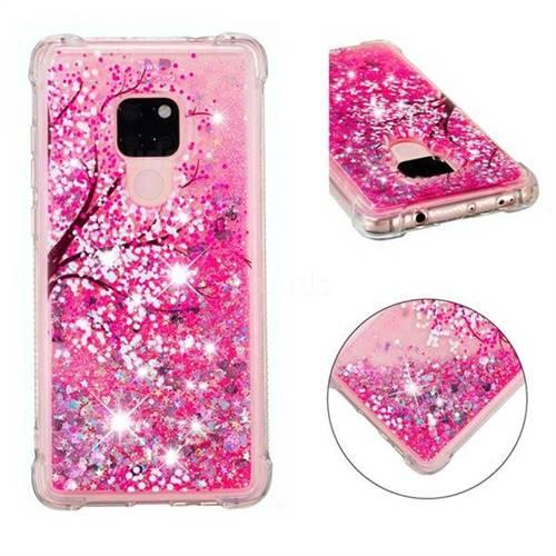 Pink Cherry Blossom Dynamic Liquid Glitter Sand Quicksand Star TPU Case for Huawei Mate 20
