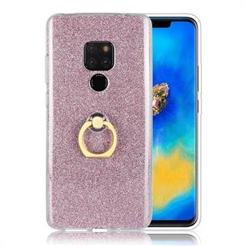 Luxury Soft TPU Glitter Back Ring Cover with 360 Rotate Finger Holder Buckle for Huawei Mate 20 - Pink