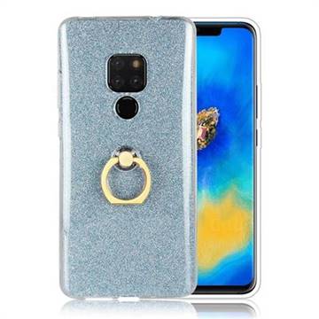 Luxury Soft TPU Glitter Back Ring Cover with 360 Rotate Finger Holder Buckle for Huawei Mate 20 - Blue