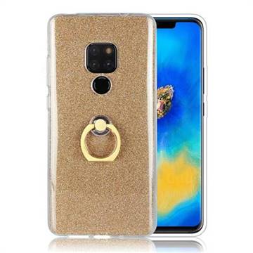 Luxury Soft TPU Glitter Back Ring Cover with 360 Rotate Finger Holder Buckle for Huawei Mate 20 - Golden