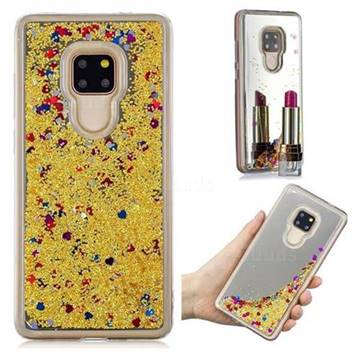Glitter Sand Mirror Quicksand Dynamic Liquid Star TPU Case for Huawei Mate 20 - Yellow