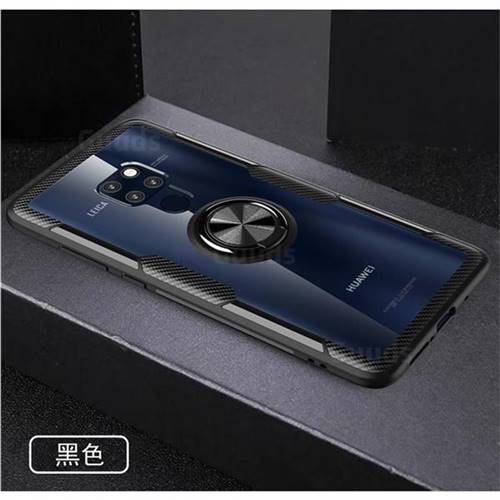 Acrylic Glass Carbon Invisible Ring Holder Phone Cover for Huawei Mate 20 - Black