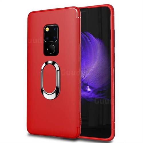 Anti-fall Invisible 360 Rotating Ring Grip Holder Kickstand Phone Cover for Huawei Mate 20 - Red