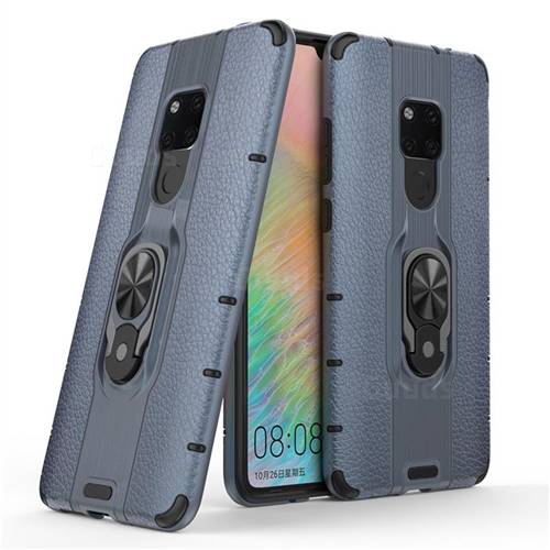 Alita Battle Angel Armor Metal Ring Grip Shockproof Dual Layer Rugged Hard Cover for Huawei Mate 20 - Blue
