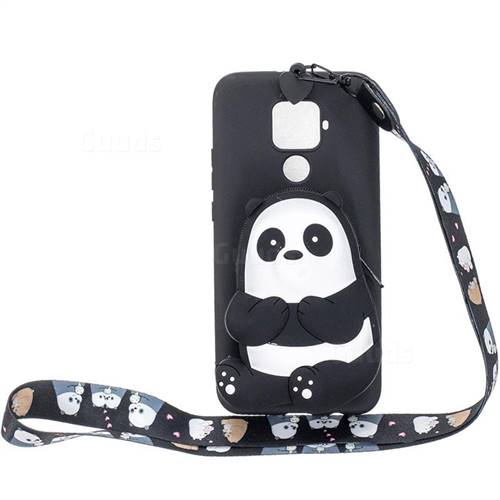 Cute Panda Neck Lanyard Zipper Wallet Silicone Case for Huawei Mate 20