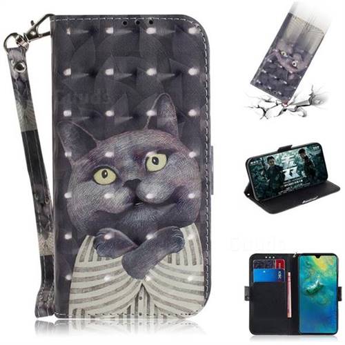 Cat Embrace 3D Painted Leather Wallet Phone Case for Huawei Mate 20