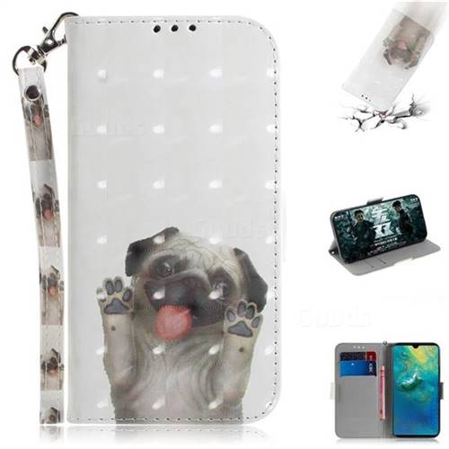 Pug Dog 3D Painted Leather Wallet Phone Case for Huawei Mate 20