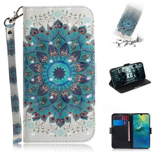 Peacock Mandala 3D Painted Leather Wallet Phone Case for Huawei Mate 20