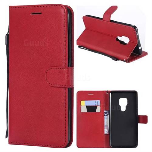 Retro Greek Classic Smooth PU Leather Wallet Phone Case for Huawei Mate 20 - Red
