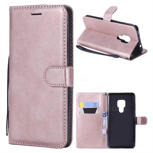 Retro Greek Classic Smooth PU Leather Wallet Phone Case for Huawei Mate 20 - Rose Gold