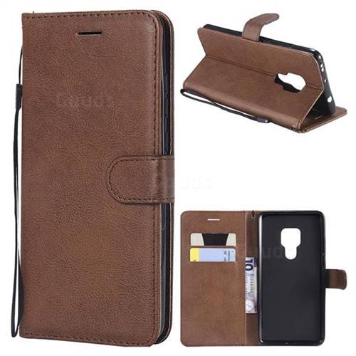 Retro Greek Classic Smooth PU Leather Wallet Phone Case for Huawei Mate 20 - Brown