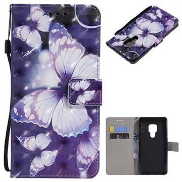 Violet butterfly 3D Painted Leather Wallet Case for Huawei Mate 20