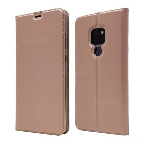 Ultra Slim Card Magnetic Automatic Suction Leather Wallet Case for Huawei Mate 20 - Rose Gold