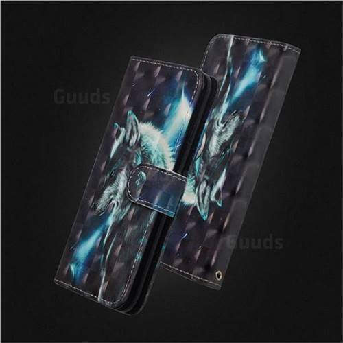 Snow Wolf 3D Painted Leather Wallet Case for Huawei Mate 20