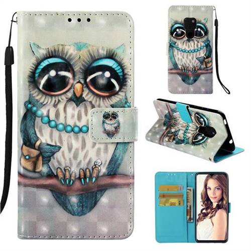 Sweet Gray Owl 3D Painted Leather Wallet Case for Huawei Mate 20