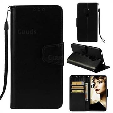 Retro Phantom Smooth PU Leather Wallet Holster Case for Huawei Mate 20 - Black