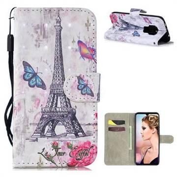 Paris Tower 3D Painted Leather Wallet Phone Case for Huawei Mate 20