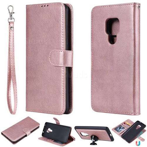 Retro Greek Detachable Magnetic PU Leather Wallet Phone Case for Huawei Mate 20 - Rose Gold