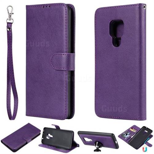 Retro Greek Detachable Magnetic PU Leather Wallet Phone Case for Huawei Mate 20 - Purple