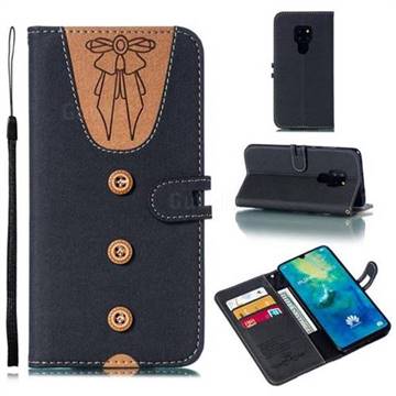 Ladies Bow Clothes Pattern Leather Wallet Phone Case for Huawei Mate 20 - Black