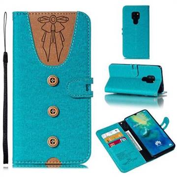 Ladies Bow Clothes Pattern Leather Wallet Phone Case for Huawei Mate 20 - Green