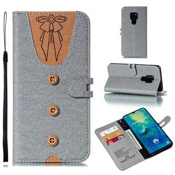 Ladies Bow Clothes Pattern Leather Wallet Phone Case for Huawei Mate 20 - Gray