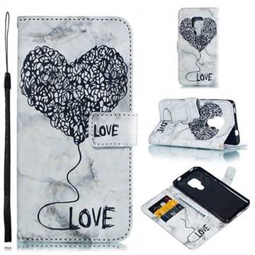 Marble Heart PU Leather Wallet Phone Case for Huawei Mate 20 - Black