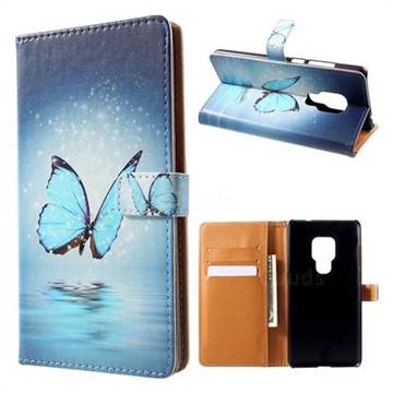 Sea Blue Butterfly Leather Wallet Case for Huawei Mate 20