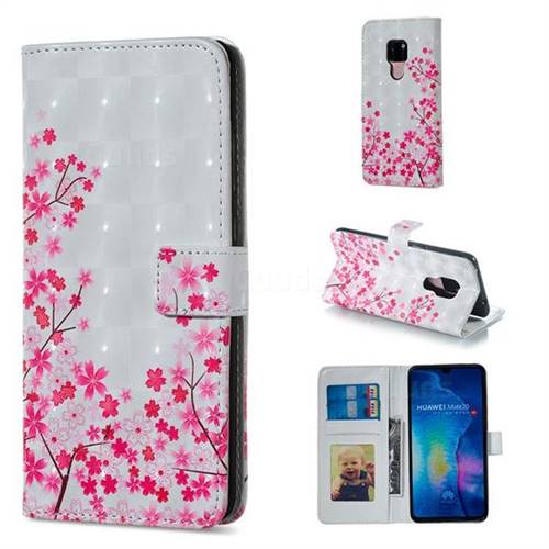 Cherry Blossom 3D Painted Leather Phone Wallet Case for Huawei Mate 20