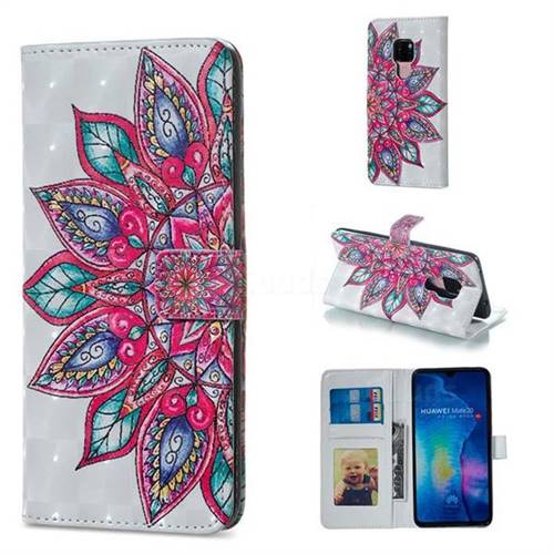 Mandara Flower 3D Painted Leather Phone Wallet Case for Huawei Mate 20