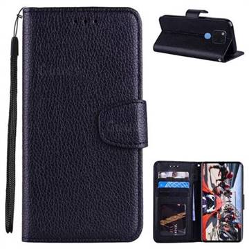 Litchi Pattern PU Leather Wallet Case for Huawei Mate 20 - Black