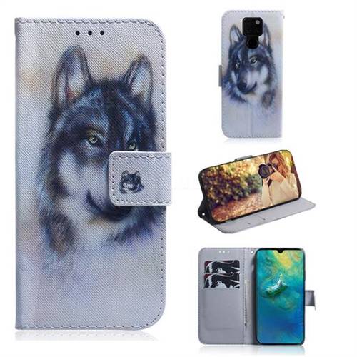 Snow Wolf PU Leather Wallet Case for Huawei Mate 20