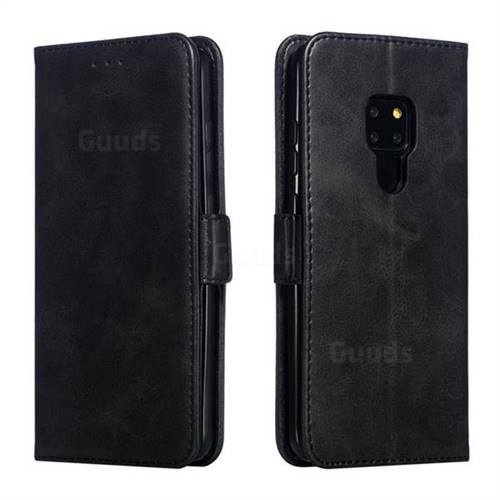Retro Classic Calf Pattern Leather Wallet Phone Case for Huawei Mate 20 - Black
