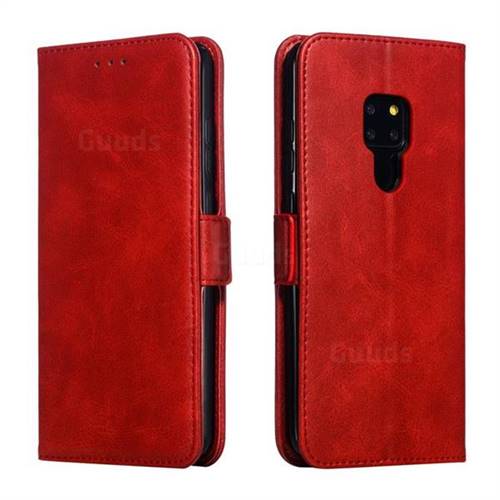 Retro Classic Calf Pattern Leather Wallet Phone Case for Huawei Mate 20 - Red